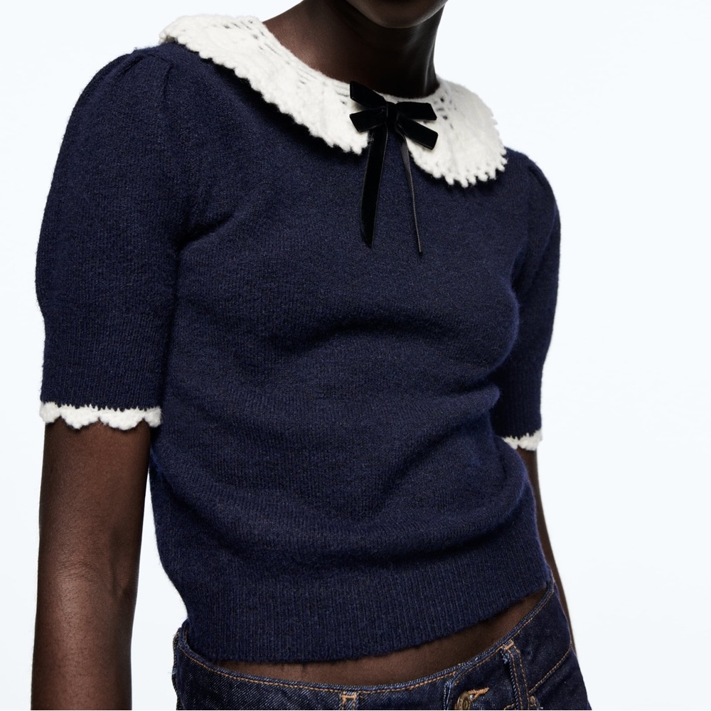 Zara sweater with peter pan collar